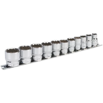 Image of Sealey 11 Piece 3/8" Drive Bi Hexagon WallDrive Socket Set Imperial 3/8"