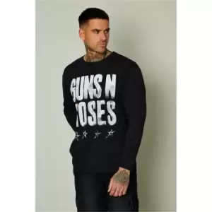 Image of I Saw It First Black Mens Guns And Roses Long Sleeve T-Shirt - Black