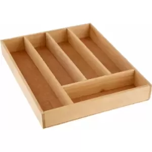 image of Birch Wood 5 Compartment Cutlery Tray - Premier Housewares