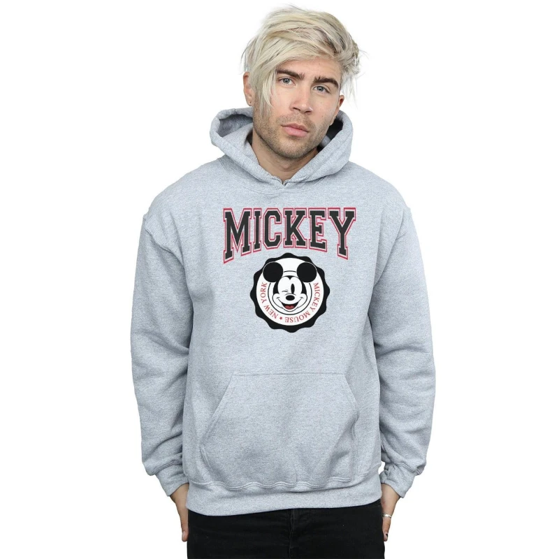 Image of Disney Men Mickey Mouse New York Seal Hoodie in Grey Size: large Grey L Male 5059114351022
