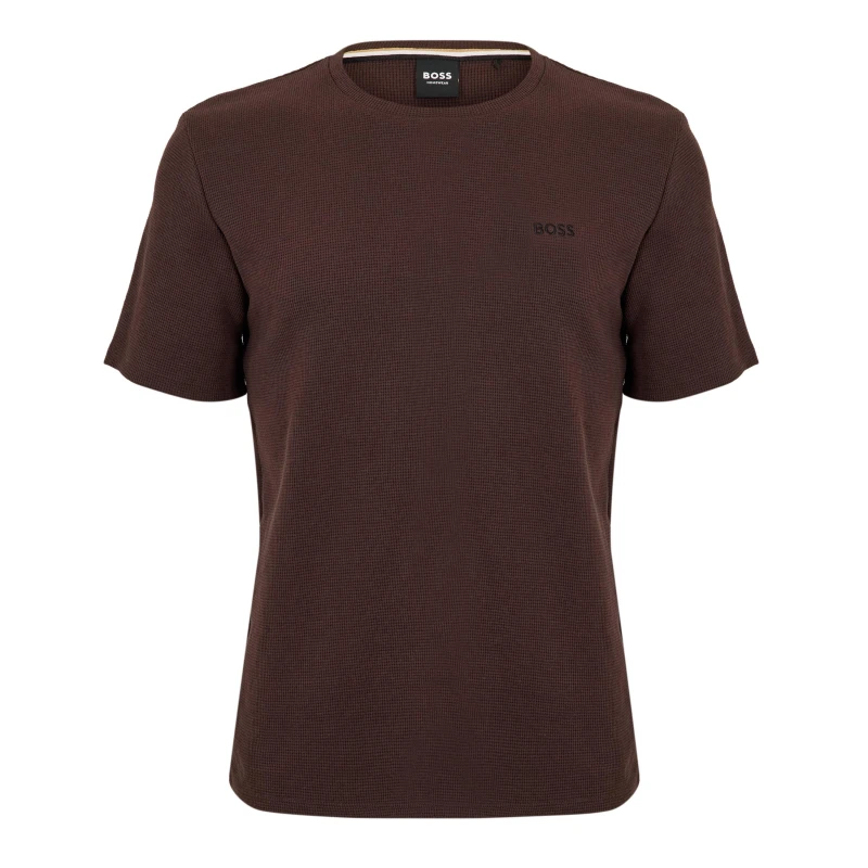 Image of Boss Mens Waffle T-Shirt, Structured Design Brown 207 male Large