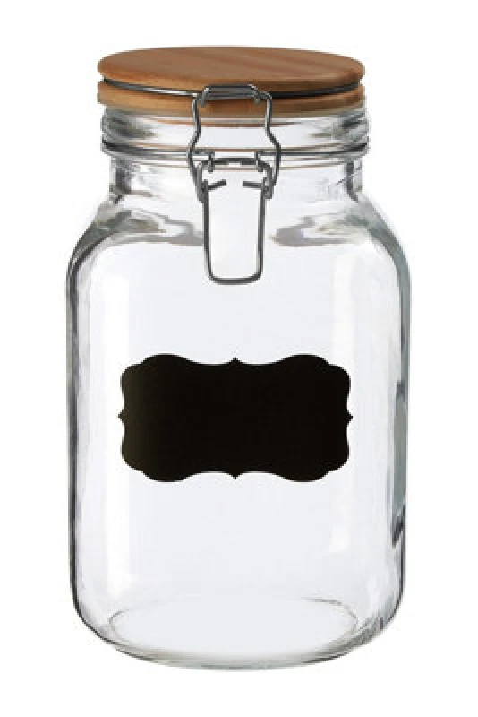 Image of Premier Housewares Grocer Medium Storage Jar with Pine Wood Lid Clear