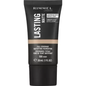 image of Rimmel Lasting Matte Mattifying Foundation Shade 100 Ivory 30ml