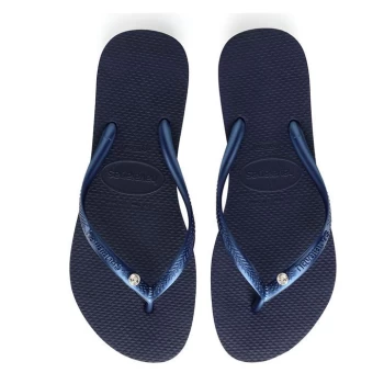 Image of Havaianas Crystal Glam Flip Flops - Navy