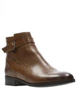 Image of Clarks Netley Olivia Buckle Ankle Boot - Tan Leather, Size 5, Women