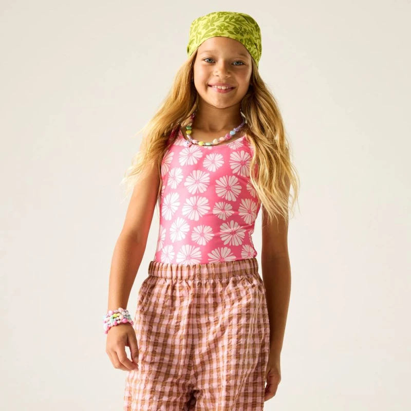 Image of Regatta Katrisse Swimming Costume in Pink Size: 5-6 Years Pink Unisex 5-6 Years