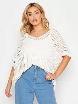 Image of Yours Crochet Boxy Cover Up, Cream, Size 26-28, Women