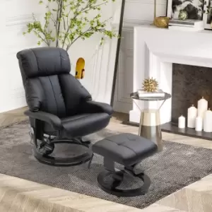Image of HOMCOM Electric Massage Recliner Chair with Ottoman, Faux Leather Swivel Recliner with Remote Control for Living Room, Black