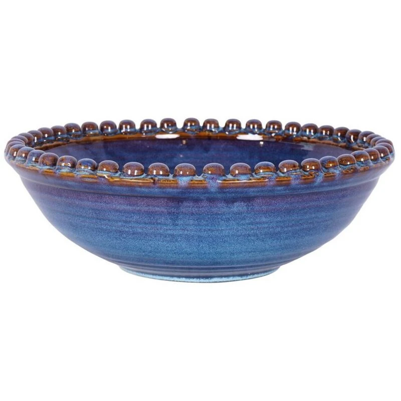 Image of Buttercup Farm Mediterranean Reactive Glaze Bowl - Ceramic - L37.5 X W37.5 X H12cm - Blue