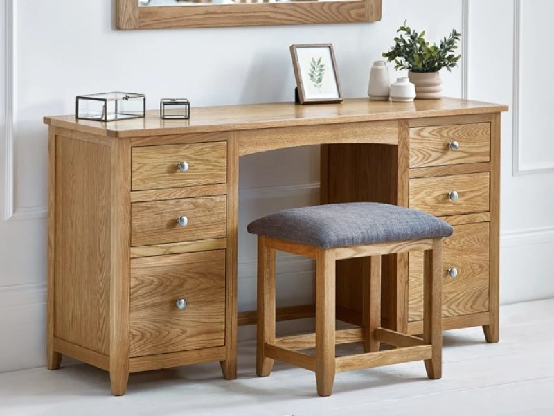 Image of Julian Bowen Mallory Oak Double Pedestal Dressing Table Set