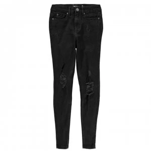 image of Firetrap Ripped Skinny Jeans Ladies - Black