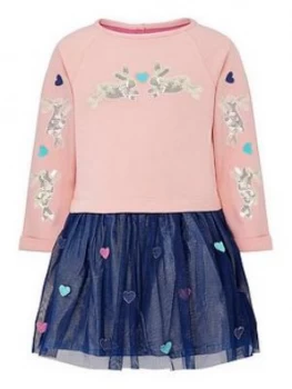 Image of Monsoon Baby Girls Bunny Sweat Disco Dress - Pink