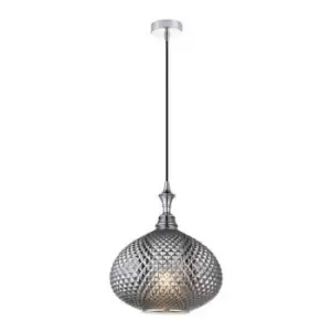 image of Larissa Lighting - Larissa Grevena Dome Ceiling Pendant Light 1x E27 Glass Smoke Grey