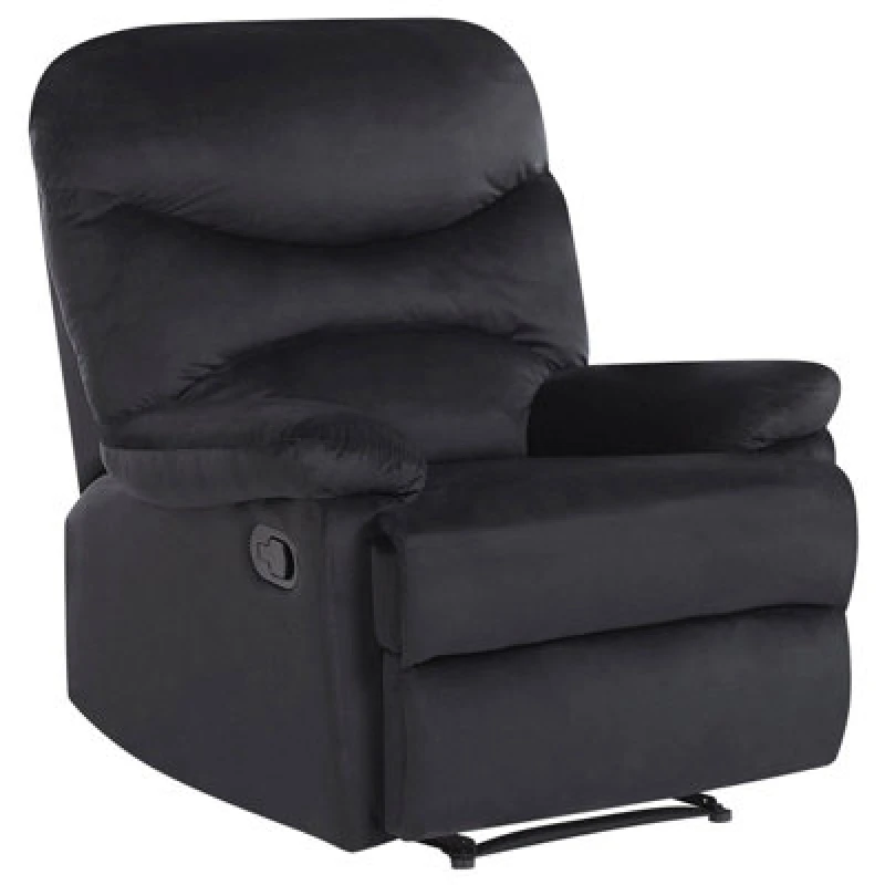 Image of Beliani Recliner Chair Eslov Velvet Black