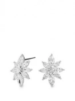 image of Jon Richard Silver Plated Cubic Zirconia Cluster Flower Stud Earrings