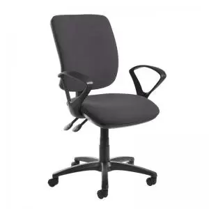 Image of Senza high back operator chair with fixed arms - Blizzard Grey