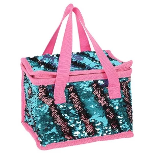 image of Blue and Pink Reversible Sequin Cooler Bag