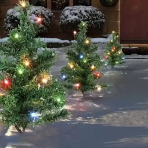 Image of 6pc 5m Christmas Green Tree Outdoor Path Lights with 15 Multi Colour LEDs per Tree