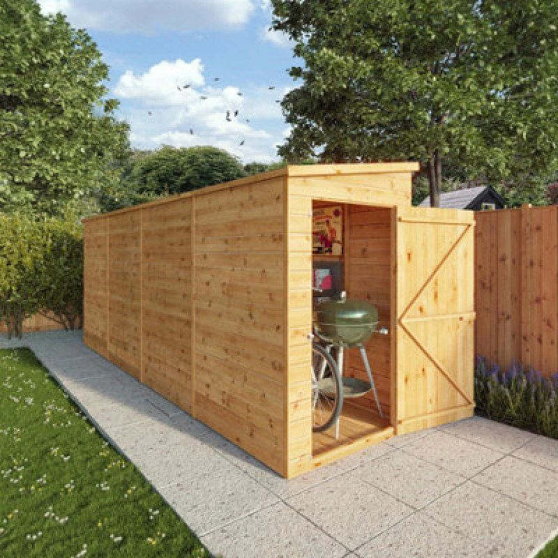 Image of Mercia 16 x 4 Modular Shiplap Pent Windowless Shed, Brown SI-001-003-0195