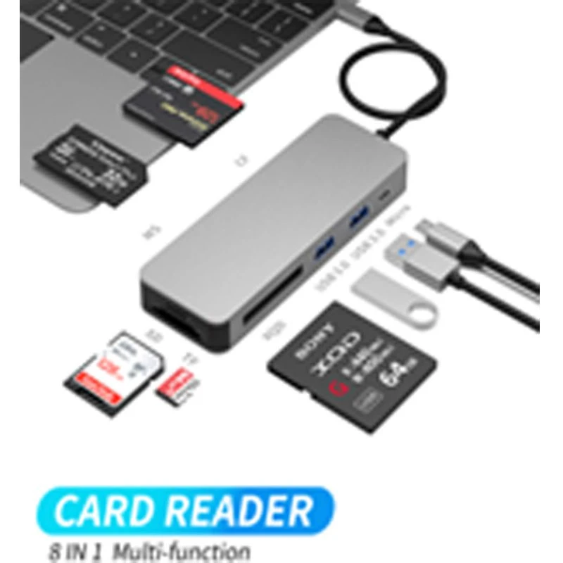 Image of FDL 8 IN 1 USB-C - 2x USB-A / USB-C (5V 3A) & SD/TF/CF/MS/XQD