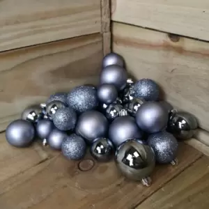Image of 30pcs Assorted Shatterproof Baubles Christmas Decoration in Blue Stone