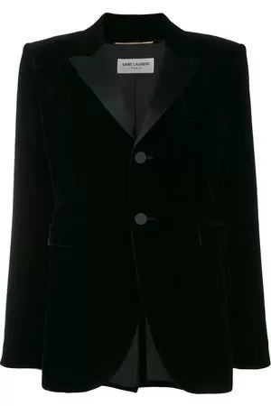 image of Mint Velvet Textured Extended Shoulder Fitted Double Breasted Blazer - Black