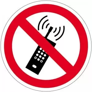 Image of No Mobile Phones Symbol Floor Graphic adheres to most smooth clean