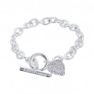 image of Lipsy Silver Plated Crystal Heart Charm Bracelet