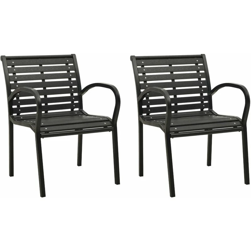 Image of VIDAXL Garden Chairs 2 pcs Steel and wpc Black Vidaxl 8720286106983