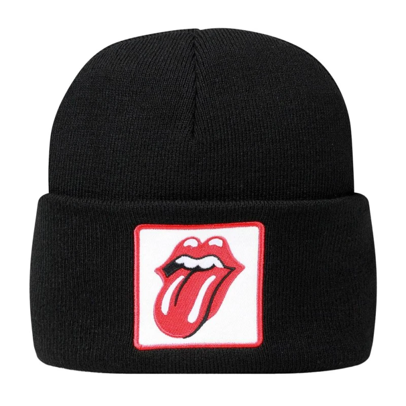 Image of Amplified Mens The Rolling Stones Logo Beanie in Black Male One Size