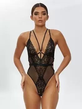 Image of Ann Summers Bodywear The Obsession Crotchless Body - Black Size M Women
