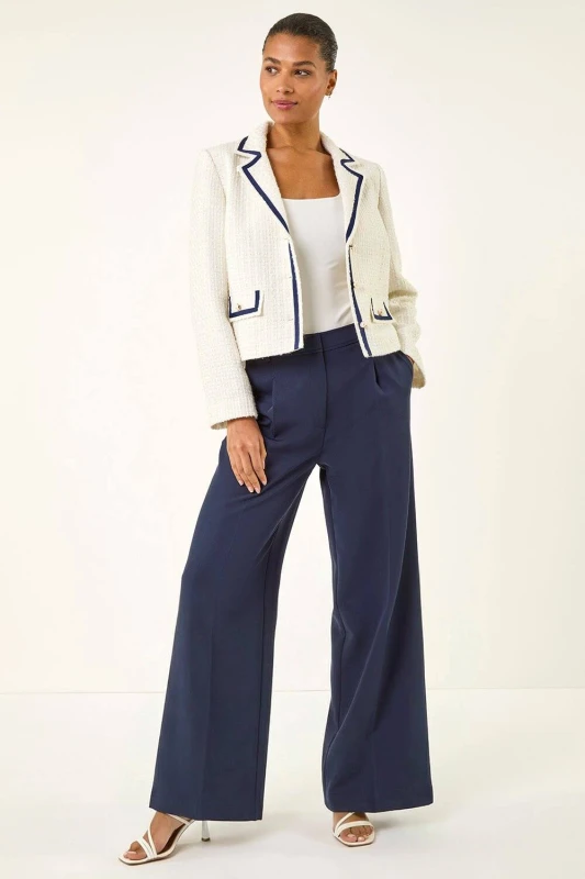 Image of Roman Womens Pleat Front Wide Leg Trouser in Navy Size: 18 Navy Female 18