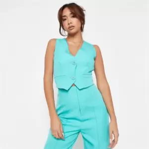 image of Missguided Crop Tailored Waistcoat - Blue