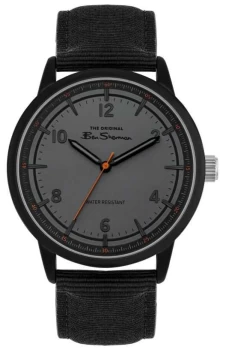 Ben Sherman Mens Black Canvas Strap Grey Dial BS024B Watch