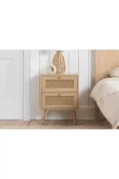 image of Croxley 2 Drawer Rattan Bedside Black