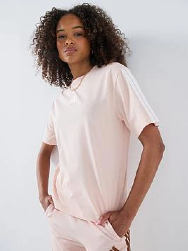 Image of Adidas Womens T-Shirt adidas Essentials Boyfriend 3-stripes Rose Female XS
