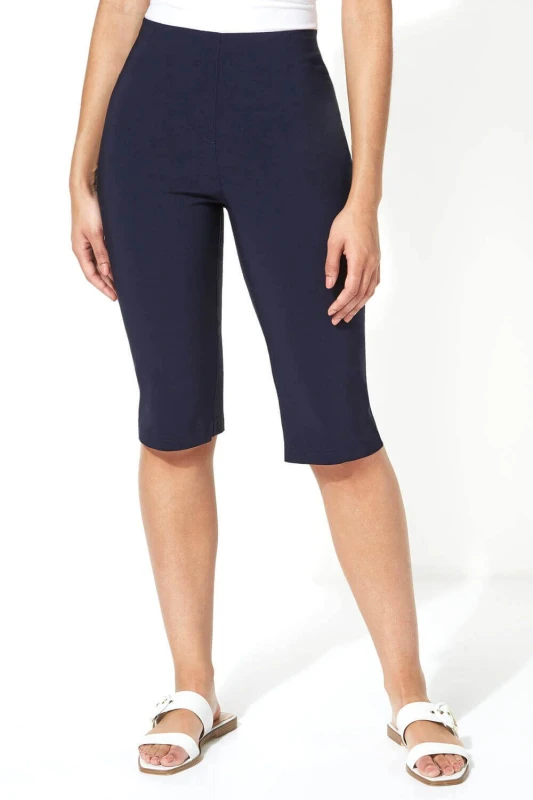 Image of Roman Womens Knee Length Stretch Shorts in Navy Size: 18 Navy Female 18