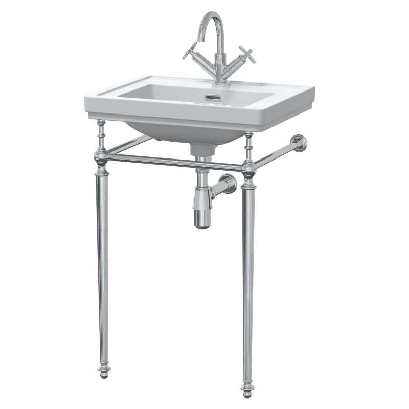 Image of Balterley Traditional 1 Tap Hole Fireclay Basin Wash Stand Bottle Trap 500mm in White White Unisex