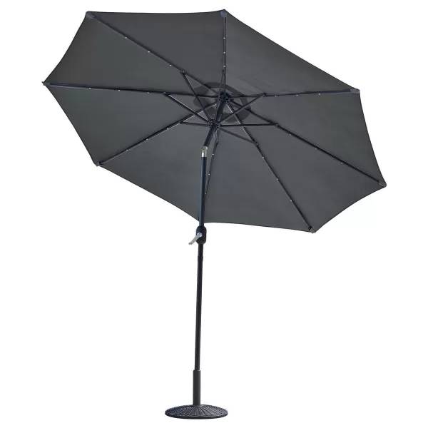 image of Glamhaus Garden Tilting Table Parasol For Outdoors With Solar Lights - Dark Grey