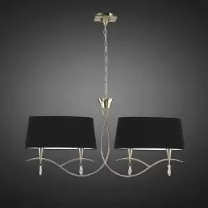 Image of Mara 2 Arm pendant light 4 E14 bulbs, gold with Black lampshades