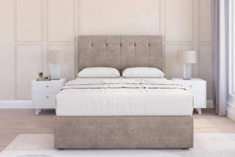 Image of Sloomy Highbury Pebble Plush Divan Bed Base No Drawers - 26" Strutted Headboard 3' Single