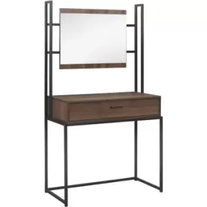 Image of Birlea - Houston Walnut Wooden Dressing Table & Vanity Mirror Set