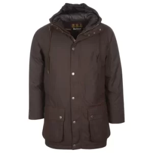 Image of Barbour Mens Hooded Beaufort Wax Jacket Rustic/Winter Red Medium