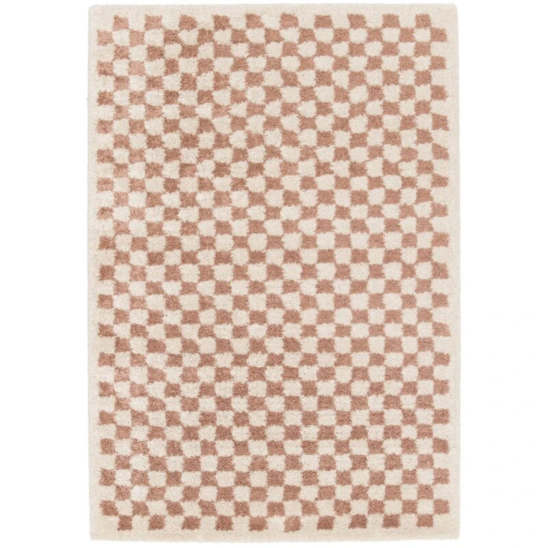 Image of sweeek Old Pink And Cream Checkerboard Interior Rug Cream