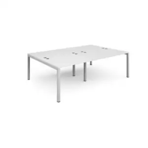 Image of Bench Desk 4 Person Rectangular Desks 2400mm White Tops With White Frames 1600mm Depth Connex