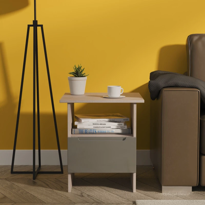 Image of Ready Assembled 2 U Lucca Bottom Drawer Lamp Table (Ready Assembled) in Grey Grey Unisex