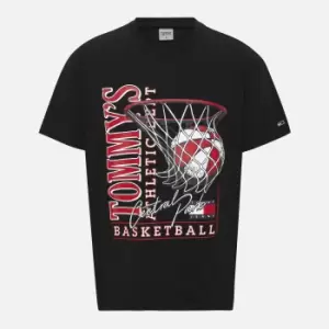 Image of Tommy Jeans Mens Basketball Vintage T-Shirt - Black - S