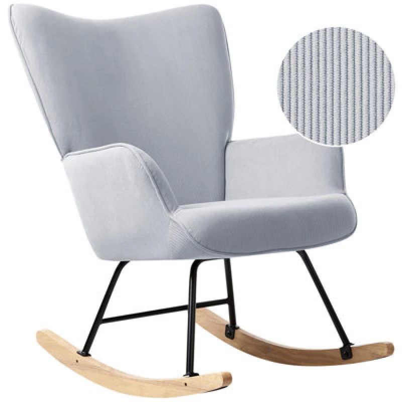 Image of Beliani Rocking Chair Arset Corduroy Light Blue