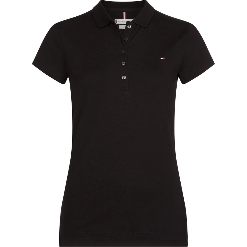 Image of Tommy Hilfiger Heritage Short Sleeve Slim Fit Polo Shirt Ladies MASTERS BLACK female 8 (XS)