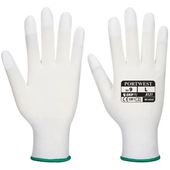 image of Portwest - A121WHRL - sz L PU Fingertip Glove - White